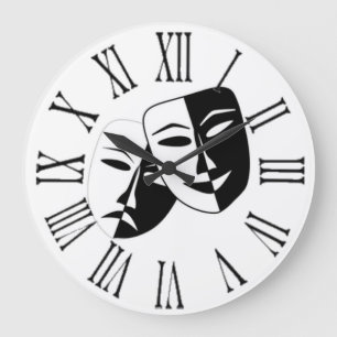GRANDE HORLOGE RONDE LE DRAME MASQUE L'HORLOGE DE CHIFFRES ROMAINS