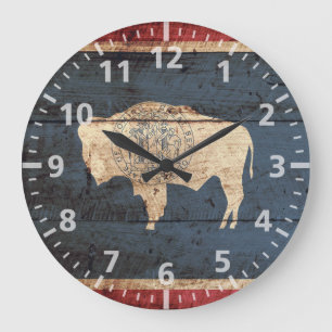 Grande Horloge Ronde Le drapeau de l'État du Wyoming sur le vieux grai