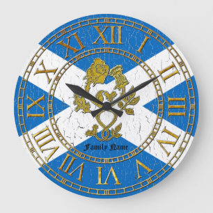 Grande Horloge Ronde Le drapeau rose de chardon d'écossais