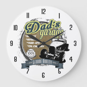Grande Horloge Ronde Le garage du papa en couleurs