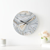 Grande Horloge Ronde Le gris a marbré la conception abstraite (Maison)