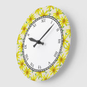 Grande Horloge Ronde Le jardin jaune floral fleurit les chiffres (Angle)