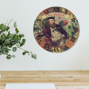Grande Horloge Ronde Le juge Vintage Étiquette de boîte à cigares