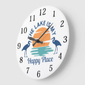 Grande Horloge Ronde Le Lac Est Mon Endroit Heureux (Angle)