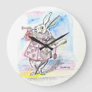 Grande Horloge Ronde Le lapin blanc annonce le temps