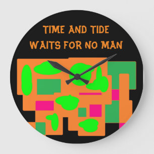 Grande Horloge Ronde Le logo Time et Tide pêche la chaux rose