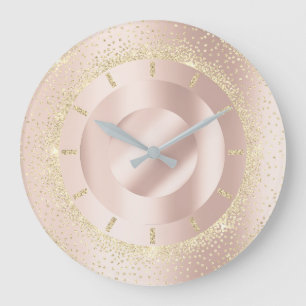 Grande Horloge Ronde Le métal rose d'or de parties scintillantes