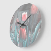 Grande Horloge Ronde Le Mur de Pastel Tulips (Angle)