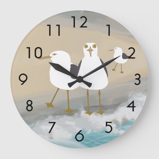 Grande Horloge Ronde Le Mur de Silly Seagulls (Recto)