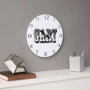 Grande Horloge Ronde "Le nom de Gary dans une vérification dimensionnel