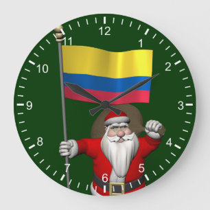 Grande Horloge Ronde Le Père Noël Avec L'Ensigne De La Colombie