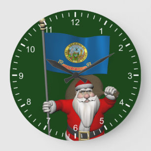 Grande Horloge Ronde Le Père Noël Avec L'Ensigne De L'Idaho