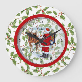 Grande Horloge Ronde Le Père Noël de Clock