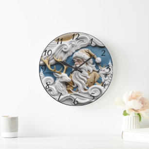 Grande Horloge Ronde Le Père Noël la veille de Noël
