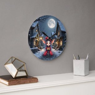 Grande Horloge Ronde Le Petit Messager de Noël. 