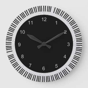 Grande Horloge Ronde Le piano verrouille noir et blanc