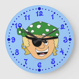 Grande Horloge Ronde Le pirate de sourire de garçon badine l'horloge