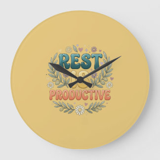Grande Horloge Ronde Le repos est productif | Inspiration pour les soin