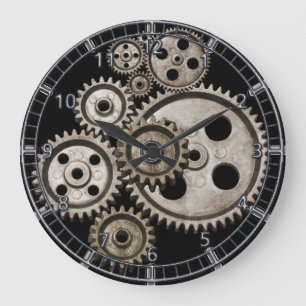 Grande Horloge Ronde le steampunk embraye l'horloge de machine en méta