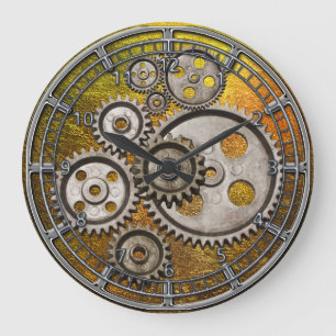 Grande Horloge Ronde le steampunk embraye l'horloge de machine vintage
