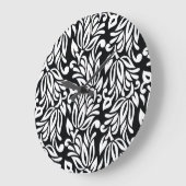 Grande Horloge Ronde Le textile noir et blanc. (Angle)