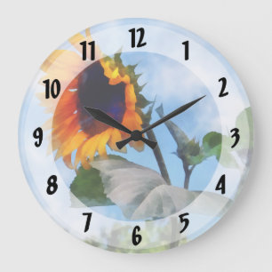 Grande Horloge Ronde Le tournesol contre le ciel