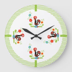 Grande Horloge Ronde Le vert portugais de coq pointille l'horloge