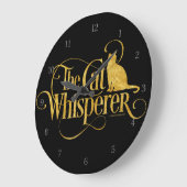 Grande Horloge Ronde Le Whisperer de chat (Angle)