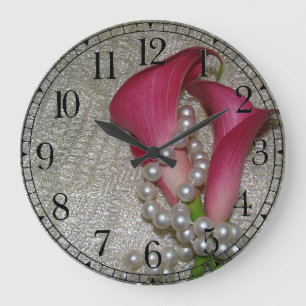Grande Horloge Ronde Le zantedeschia fleurit l'horloge murale de