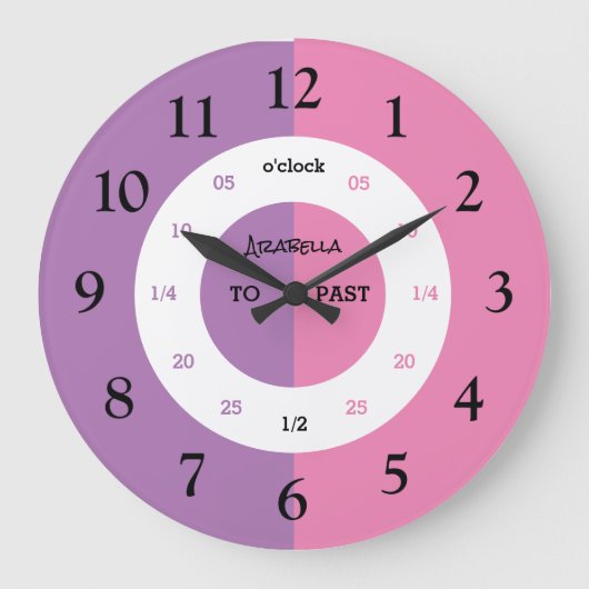 Grande Horloge Ronde Learn To Tell | Personalized | Large (Recto)