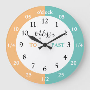 Grande Horloge Ronde Learn To Tell   Personalized   Large