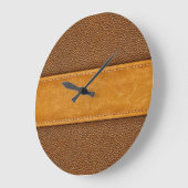 Grande Horloge Ronde Leather Luxe : Elégance Brown avec points (Angle)