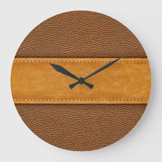 Grande Horloge Ronde Leather Luxe : Elégance Brown avec points (Recto)