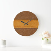 Grande Horloge Ronde Leather Luxe : Elégance Brown avec points (Maison)