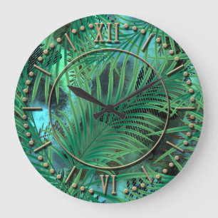 Grande Horloge Ronde Leaves, palm