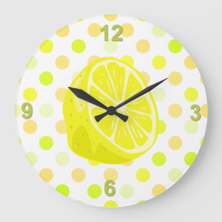 Grande Horloge Ronde Lemon Lime Polka
