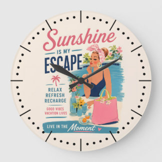 Grande Horloge Ronde L'ensoleillement est mon échappatoire Vacances Vib