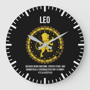 Grande Horloge Ronde Leo - Horoscope, Drôle Humour de signe Zodiaque