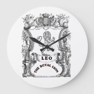Grande Horloge Ronde Léo Le Lion Royal   Affiche de parchemin du zodiaq