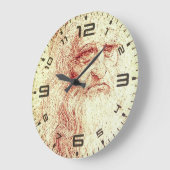 Grande Horloge Ronde Leonardo da Vinci Renaissance Art Wall Clock (Angle)