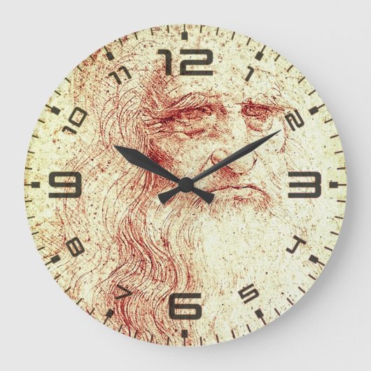 Grande Horloge Ronde Leonardo da Vinci Renaissance Art Wall Clock (Recto)