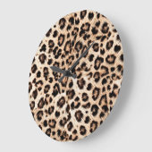 Grande Horloge Ronde Leopard Design Motif : Wild Elegance. (Angle)