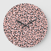 Grande Horloge Ronde Léopard Print, Léopard Spots, Rose Léopard (Recto)