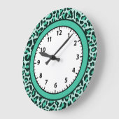 Grande Horloge Ronde Léopard Teal Cheetah Trendy Leopard Clock (Angle)