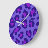 Grande Horloge Ronde "Leopard violet électrique" (Angle)