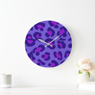 Grande Horloge Ronde "Leopard violet électrique"