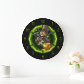 Grande Horloge Ronde Leprechaun Pris Sur Pot D'Or (Maison)