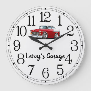 Grande Horloge Ronde Leroy's Garage Red & White Classic Car