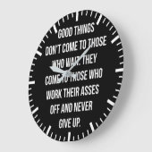 Grande Horloge Ronde Les bonnes choses, n'abandonnez jamais - Entraînem (Angle)