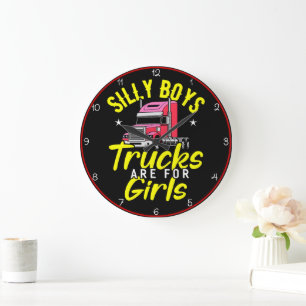 Grande Horloge Ronde Les Camions De Garçons Silly Sont Pour Les Filles